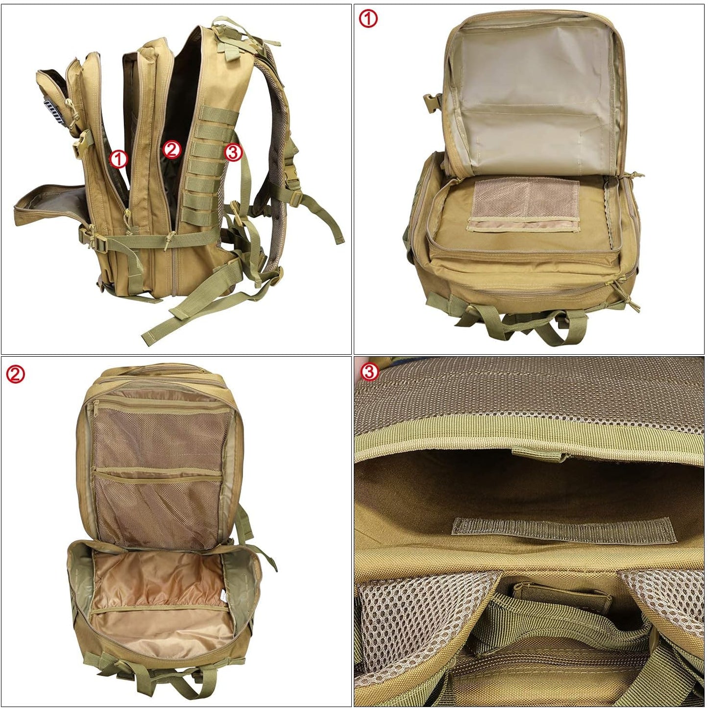 Prospo Military Tactical Backpack Large Fishing Tackle Backpack 3 Day Assault Survival Pack Molle Bag for Men