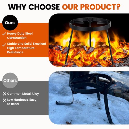 Campfire Tripod for Cooking - Campfire Cooking Equipment, Outdoor Fire Pit Stand, High Temperature Resistant Removable Camping Tripod for Cooking Dutch Oven,Jetboil,Griddle