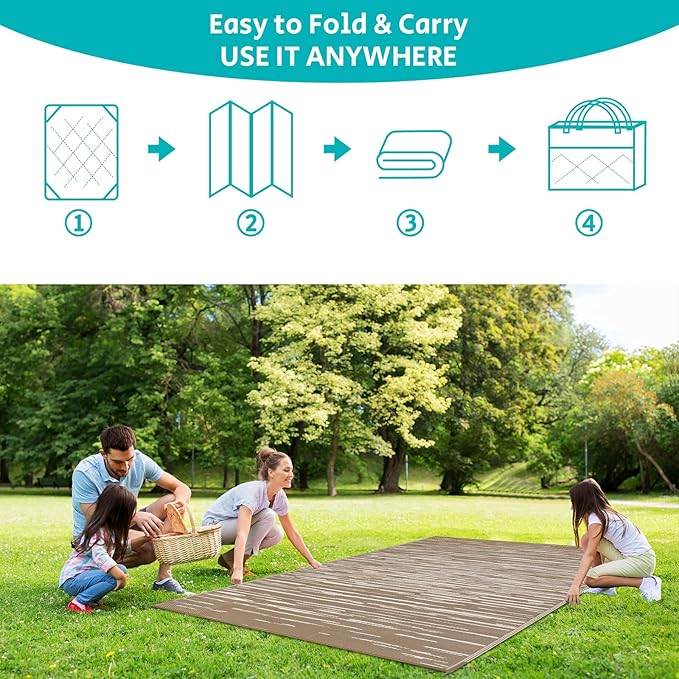 HEBE Outdoor Rug 5'x8' for Patios Clearance Waterproof Patio Mat Plastic Straw Rug Reversible RV Camping Tent Rug Outside Indoor Outdoor Area Rugs for RV,Deck,Beach,Balcony,Camper