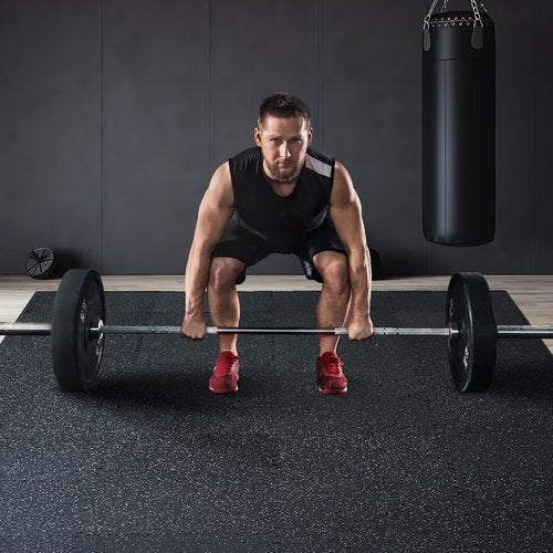 VEVOR 0.56 Inch 25 Tiles Thick Gym Floor Mats, Rubber Top with EVA Foam, 25" x 25" Gym Flooring Workout Mats with 100sq.ft Coverage, Interlocking Puzzle Gym for Home, Garage, Black & White