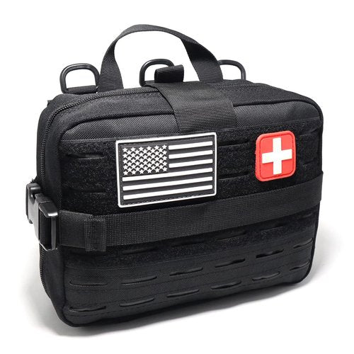 Tactical Large Capacity Admin Pouch Molle EDC EMT Utility Pouch Expandable Modular Accessories Organizer Medical Pocket (Black)