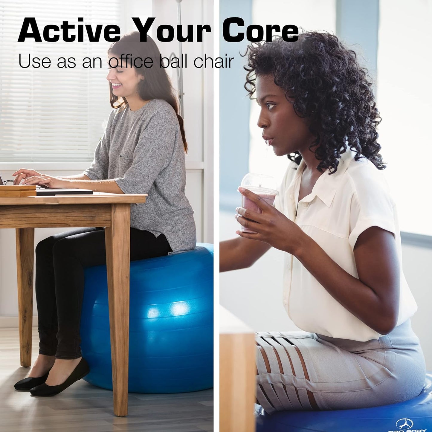 ProBody Pilates Yoga Ball - Exercise Balls, Various Sizes, for Stability, Pregnancy, Workout & Physical Therapy