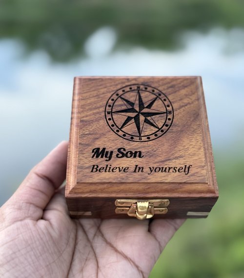 to My Son Compass with Wooden Box. Gift for Son from Mom Dad, Father to Son Gifts, Birthday Baptism Confirmation Communion, Mom to Son Gifts for Graduation Day, Compass for Women Men
