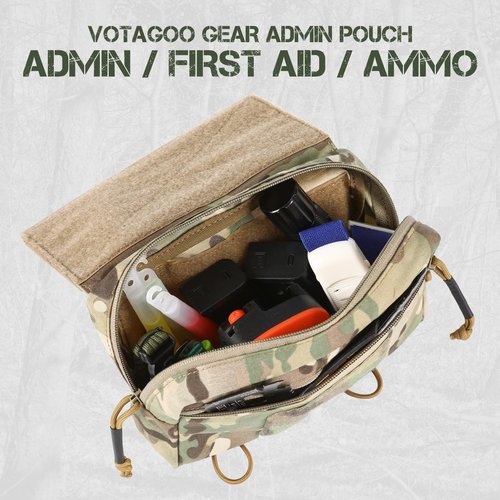 VOTAGOO GEAR Tactical Admin Drop Pouch, Molle Dangler Pouches with Hook & Loop, Modular Zippered Medical Bag for JPC CPC AVS Plate Carrier