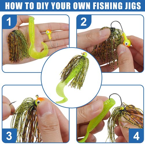 Spinner Bait Skirt Jig Skirts Replacement DIY Fishing Lure Making Supplies Soft Skirt for Spinnerbaits Bass Fishing Jigs Buzzbait Squid Jigs Fishing Lure Skirts 50 Strands 24 Bundles