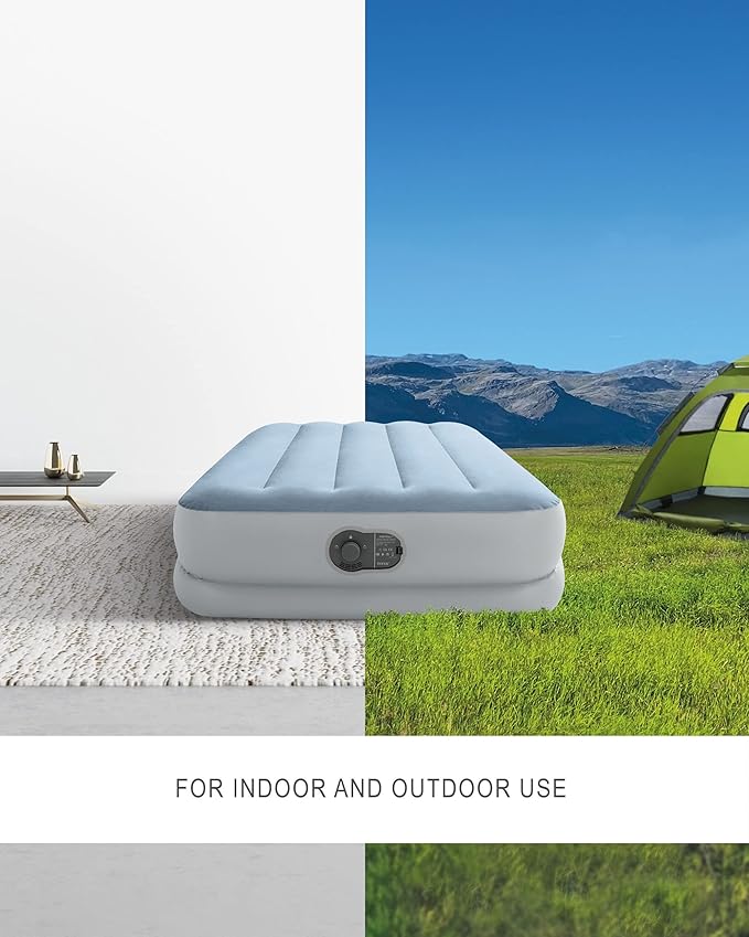 Intex 64157E Dura-Beam Plus Mid-Rise Air Mattress: Fiber-Tech – Twin Size – Built-in USB Electric Pump – 14in Bed Height – 300lb Weight Capacity (Pack of 3)
