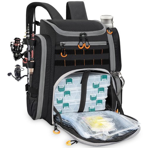 LASUK Fishing Tackle Backpack - Lightweight Outdoor Tackle Storage Bag - Water-Resistant Fishing Storage Fishing Gear and Equipment