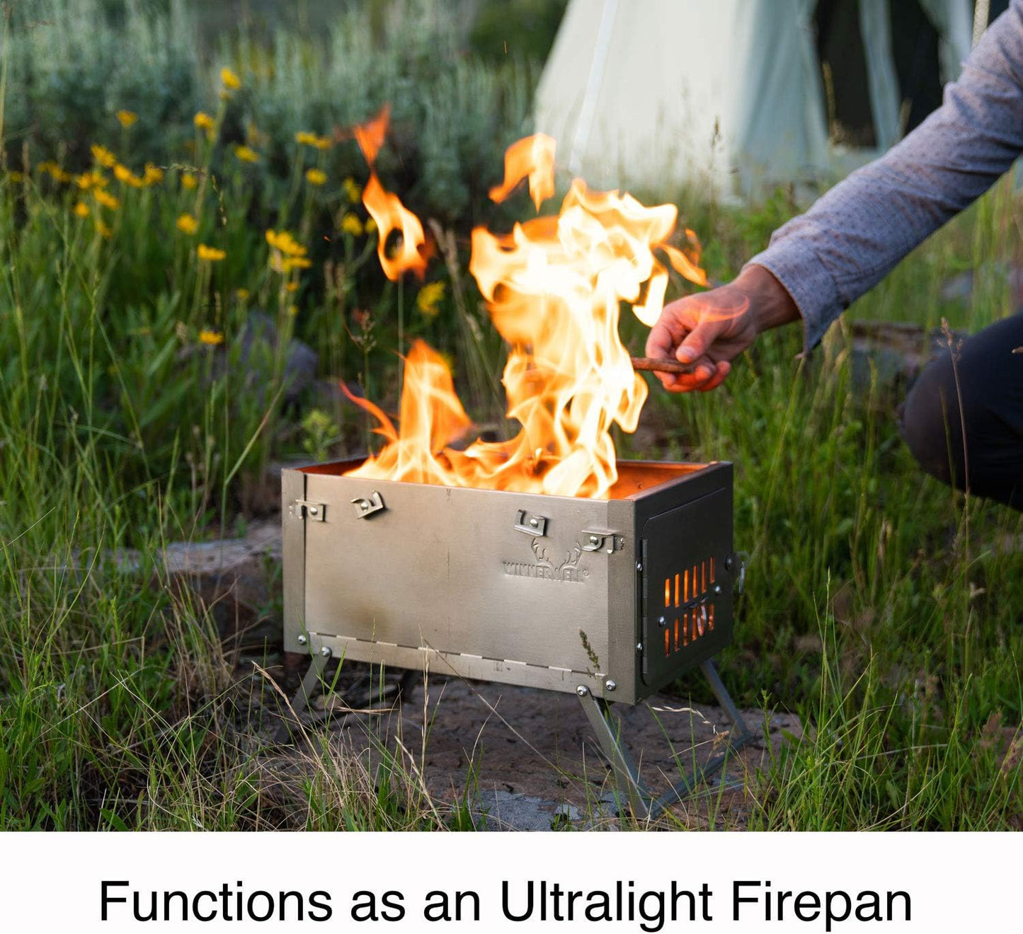 Winnerwell Fastfold Titanium Tent Stove | Ultralight 4 Pound Titanium Wood Burning Stove for Tents and Shelters | Includes Chimney Pipe | Functions as Ultralight Firepan