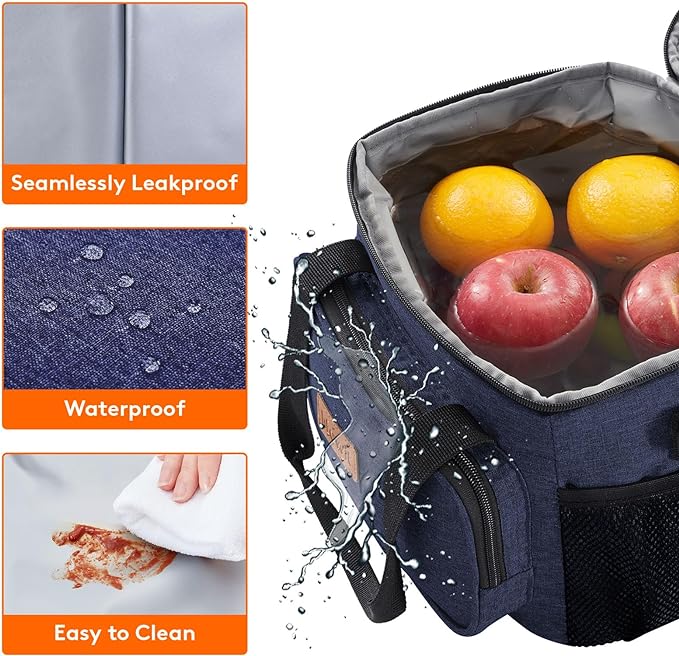 Lifewit Large Lunch Bag Insulated Lunch Box Soft Cooler Cooling Tote for Adult Men Women, Dark Blue 12-Can (9L)