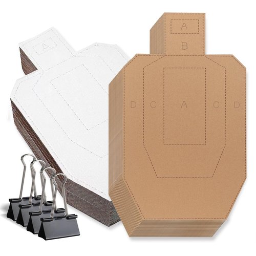 Cardboard Shooting Targets – 20 Pack 30x18 Inch Silhouette Targets with 4 Clips – Heavy-Duty Corrugated for Pistol & Rifle Practice – Pre-Marked Scoring Zones for Range & Training Use