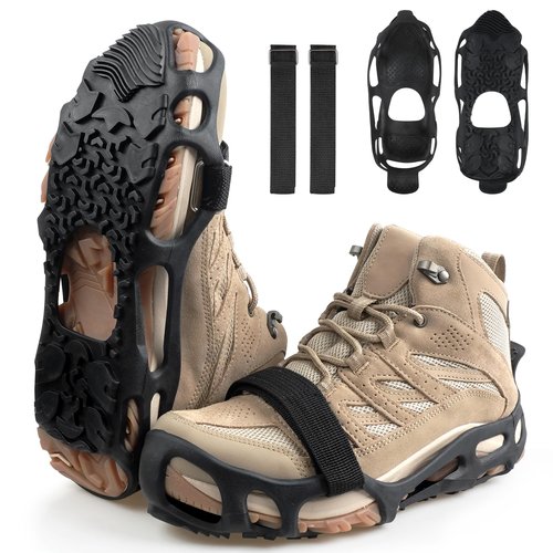 Spikeless Ice Cleats Snow Traction Crampons Slip On Spikeless Footwear Traction Devices One-Piece Easily Attaches Over Shoe/Boot for Transitioning Between Indoor/Outdoor(Small-Medium)