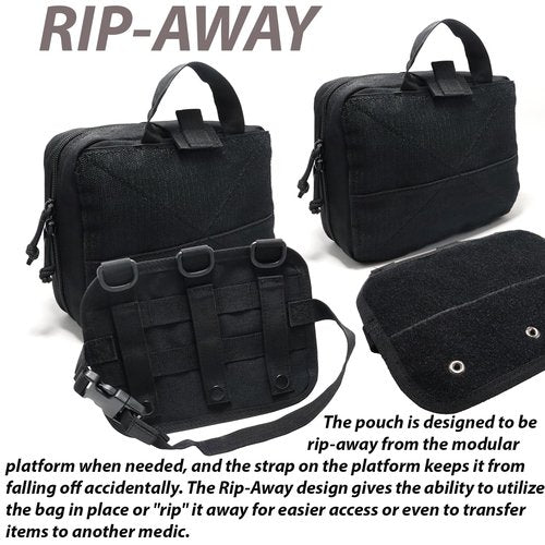 Tactical Large Capacity Admin Pouch Molle EDC EMT Utility Pouch Expandable Modular Accessories Organizer Medical Pocket (Black)