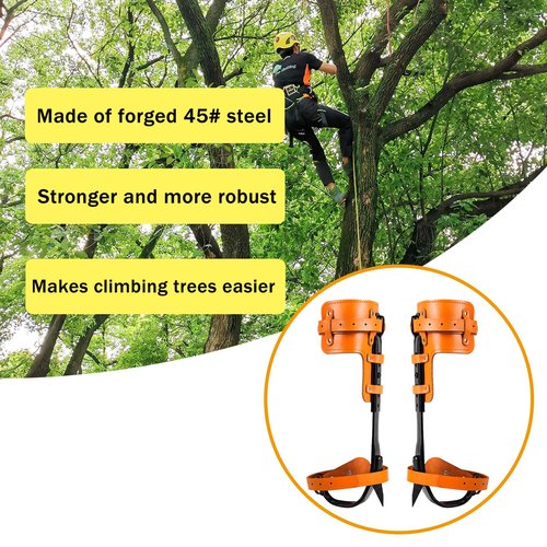 timiland Tree Climbing Spikes Set，Tree Climbing Gear，Adjustable Length Design,Alloy Steel Pole Climbing Spurs,Hunting and Observation,Fruit Picking (Set H)