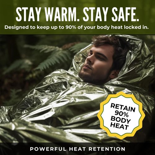 Next-Gen 2-Pack Emergency Sleeping Bags – ThermoShield™ Tech for Extreme Warmth – Reinforced Waterproof Bivy Sack with Survival Whistle – Compact & Essential for Camping & Outdoors