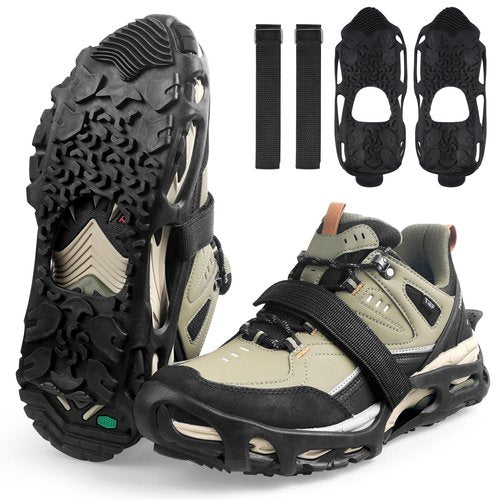 Spikeless Ice Cleats Snow Traction Crampons Slip On Spikeless Footwear Traction Devices One-Piece Easily Attaches Over Shoe/Boot for Transitioning Between Indoor/Outdoor(Small-Medium)
