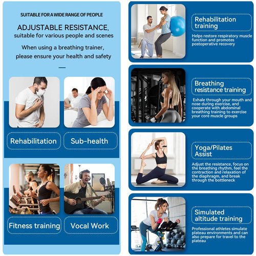 Oxyflow Exercise Trainer, Portable Respiratory Muscle Trainer with Adjustable Resistance, Exercise Device, Run Breathing Trainer, Muscle Trainer Exercise Device with Variable Settings (Night Black)