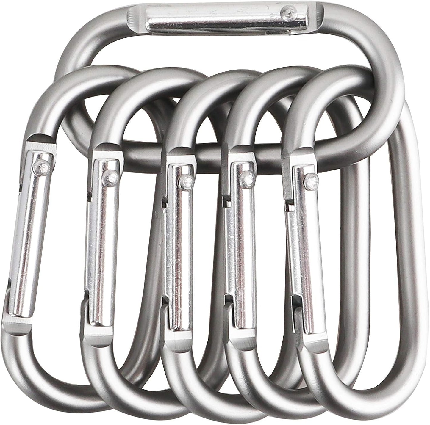 SWATOM Aluminum Oval Carabiners Clip Spring Snap Hook Keyring for Keychains Grey (6Pcs)