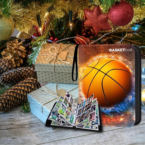 HESTECH Basketball Card Binder with Sleeves 900 Pockets Ring Trading Playing Collection Card Holder Photo Albums Storage Large Organizer Big Case with 50 Pages Removable Sleeves for Sports Game Cards