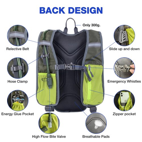 NorthClimbOtd Olive-Green Hydration Pack Backpack with 2L Water Bladder, Lightweight Insulated Running Water Backpack for Men and Women, for Hiking, Biking