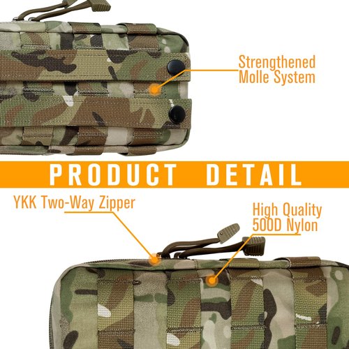 Molle Pouch 500D Nylon Organizer Pouch Tactical Tool Pack Multi-Function Tactical Compact Water-Resistant EDC Pouch (CP-Camo)
