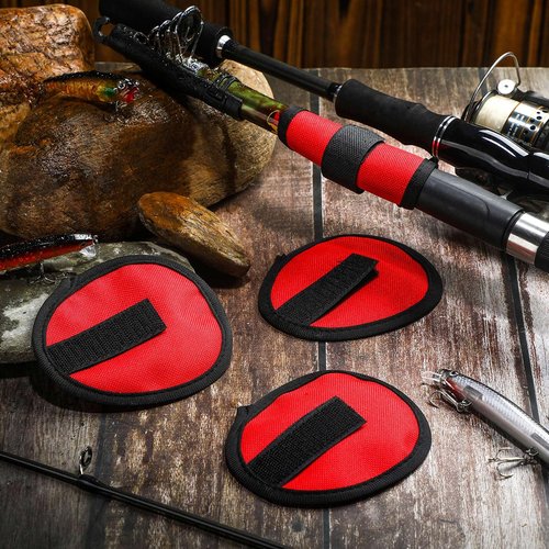 Tioncy 6 Pack Fishing Lure Covers 4 Inch Fishing Hook Bait Gloves Lure Shield Wrap Cover Easily See Bait Storage Protector Guard to Keep Fishermen Safe for Rod(Red)