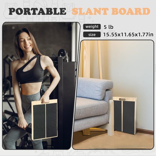 OiZenhio Portable Slant Board for Calf Stretching Squats Calf Stretcher Physical Therapy Equipment Adjustable Incline Board for Knees Ankle Heel Feet Leg