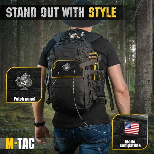 M-Tac Military Backpack for Men and Women - Large 25L Hiking MOLLE Backpack for Travel and Survival - Black Rucksack - Hiking (new)