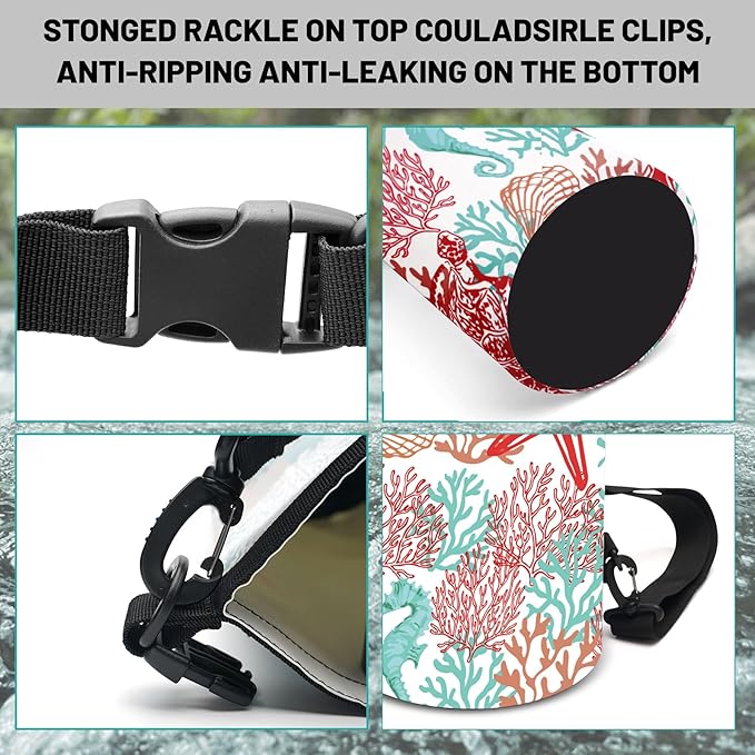 Waterproof Dry Bag,Roll Top Sea Turtle Starfish Coral Small Waterproof Backpack 5L/10L/20L Floating Lightweight Bags for Kayaking, Boating, Fishing, Swimming Camping with Waterproof Phone Case
