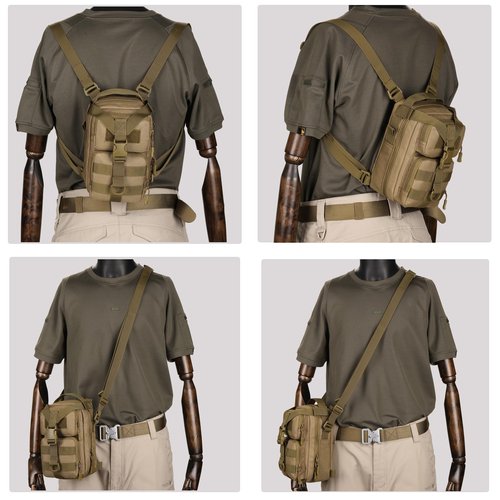 CREATOR 3 In 1 Small Military Tactical Backpack Army Assault Rucksack Crossbody Shoulder Bag for Men (Black Camo)