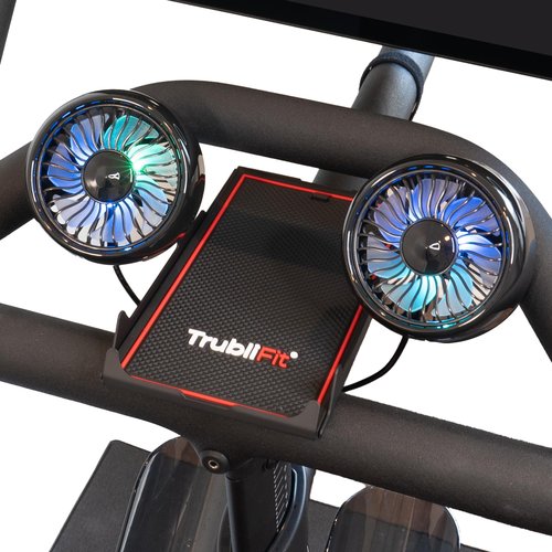 Dual Bike Fans with Phone Tray for Peloton Bike - All-Metal Phone Holder - No Batteries Required - Accessories for Peloton Bike