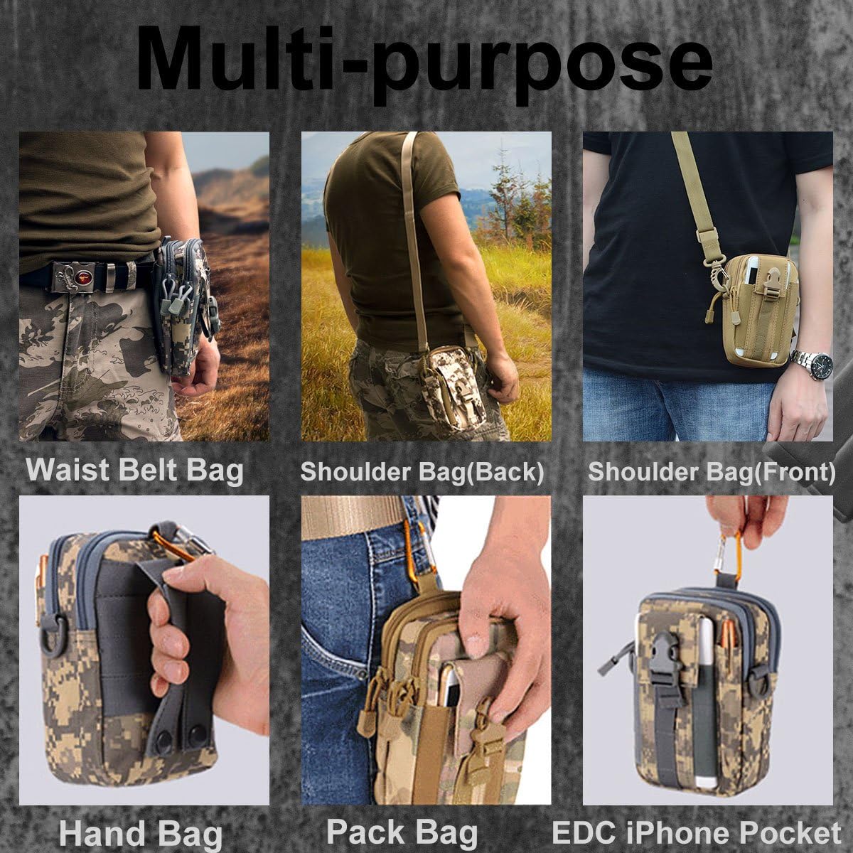 ofone Small Tactical Molle Pouch, Military Waist Pouch EDC with Smartphone Holster Holder Utility Gadget Belt Bag for Outdoor