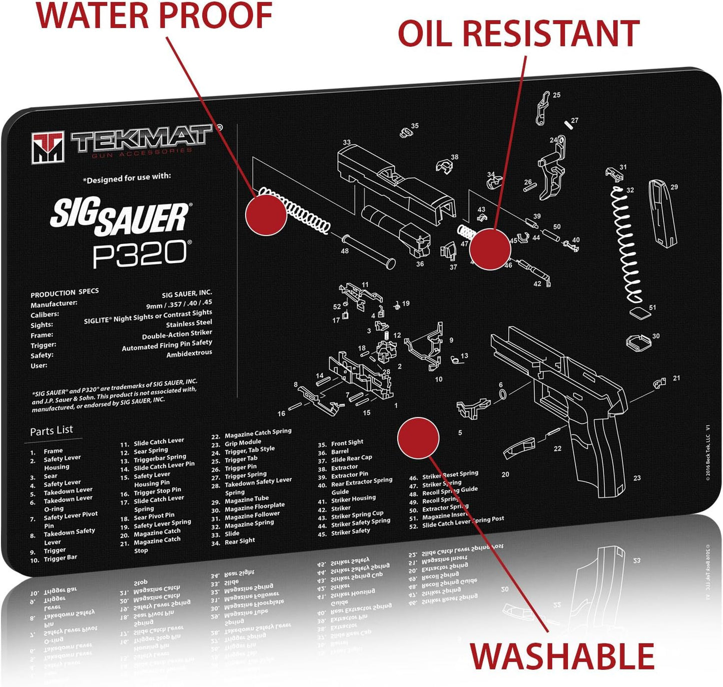 TekMat Cleaning Mat for use with Sig Sauer P320, Black