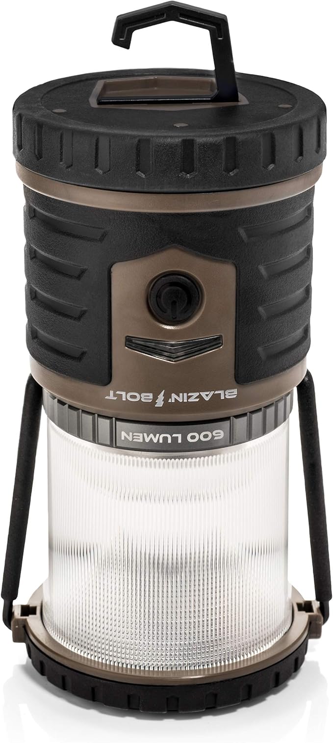 Blazin Bolt Rugged USB Rechargeable Lantern | 600 Lumen | 500 Hours of Light | Giant 12000mAh Power Bank | 6 Modes | Camping, Emergency, Power Outage, Storm, Blizzard, Hurricane Survival