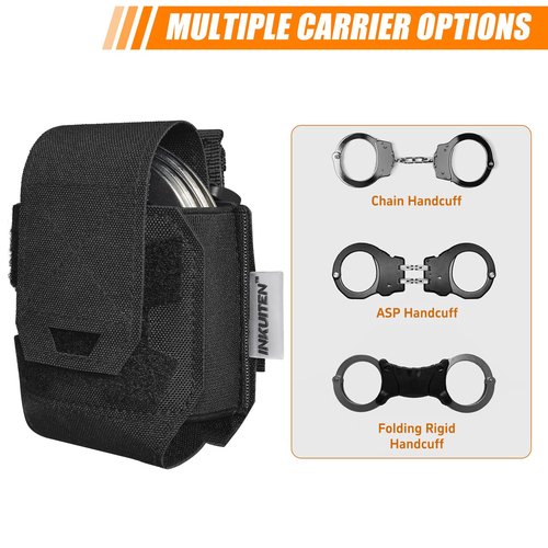 INKUITEN Handcuff Pouch，MOLLE Handcuff Holster fits Multiple Cuffs，Handcuff Case for Duty Belt Tactical Vest Law Enforcement Security Officer Accessories Quick Release
