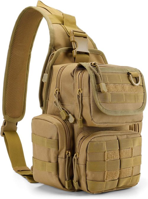 G4Free Tactical EDC Sling Bag Pack with Adjustable Holder Sling Shoulder Assault Range Backpack(Black)