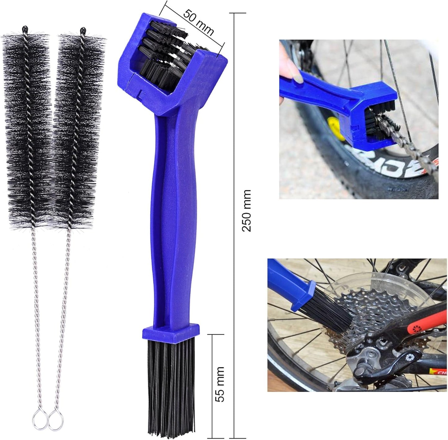 Oumers Bicycle Clean Brush Kit, 10pcs Motorcycle Bike Chain Cleaning Tools Make Chain/Crank/Tire/Sprocket Cycling Corner Stain Dirt Clean, Durable/Practical fit All Bike