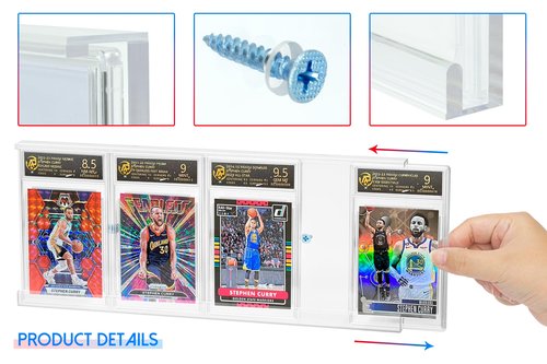 PSA Card Display Case, 4 Slots Holder for PSA-Graded Cards, Perfect for Displaying Trading Cards, Baseball, Football, and Basketball Sports Cards PSA Card Storage and Display Solution (1-Pack)
