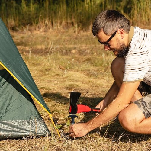 12pcs Heavy Duty Tent Stakes AVOFOREST 8 inch Tent Stakes Portable Camping Stakes for Camping Patio, Garden, Canopies, Grassland, Outdoor Black