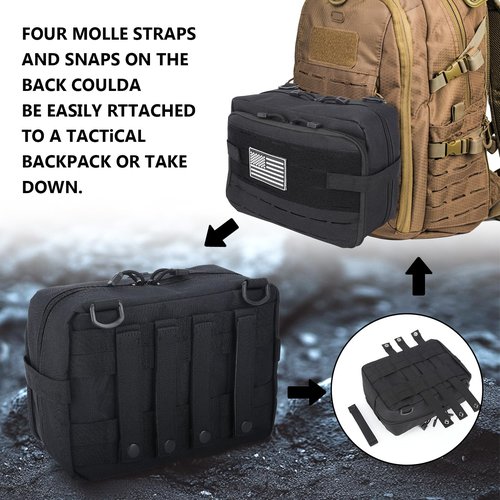 Korialia Tactical Pouch Large Molle Bag: EDC Gear Pouches, Expandable Accessories Organizer, Medical Pocket, Traveling Bags