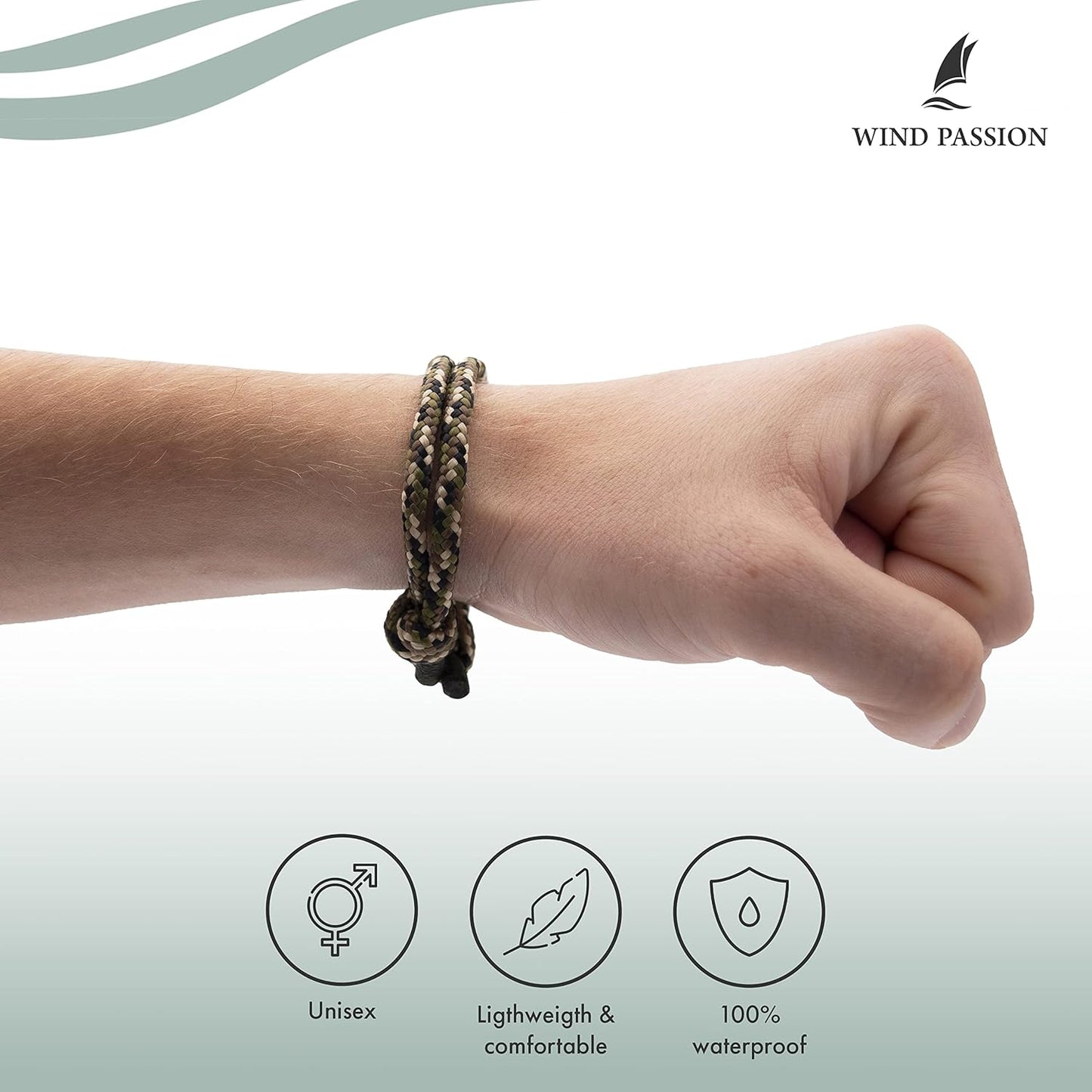 Wind Passion - Rope Bracelet for Men & Women - Adjustable Sailors Knot Paracord Bracelet - Waterproof & Sturdy