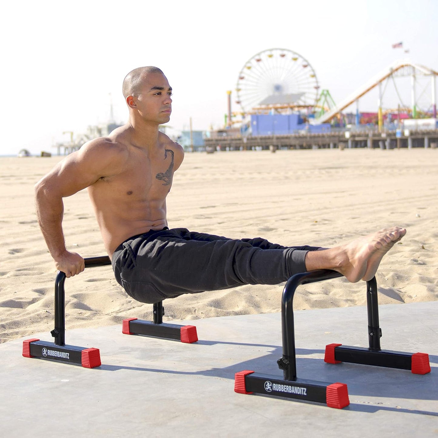 Rubberbanditz Parallette, Parallel Bars & Dip Station, Home Gym Essentials for L-Sit, Calisthenics, and Upper Body Workouts, Heavy Duty Ideal for Push Ups, Dips, Handstands & Gymnastics | Pack 1