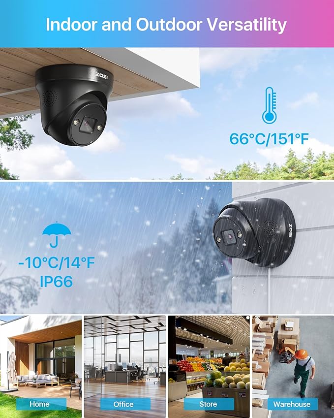 ZOSI 4K PoE Add On Camera,Person Vehicle Detection, Color Night Vision, Sound & Light Siren, Two Way Audio, 8MP Weatherproof Home Security Dome Cam for Outdoor Indoor, Only Work 4K PoE NVR