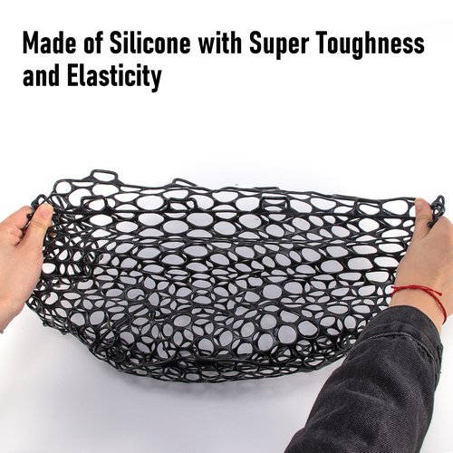 Alwonder Fishing Nets Silicone Replacement Netting, Clear Black Fly Fishing Net Landing Kayak Nets Without Handle for Freshwater Saltwater Foldable Soft Flexible Trout Net Silicone Mesh W3525
