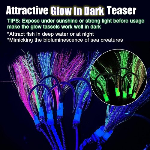Eupheng Heavy Duty Assist Hooks, Glow, High Strength Double/Single Assist Replacement Fishing Hooks for Slow Fast Fall Jigging Lures, Also Have Steel Wire Style