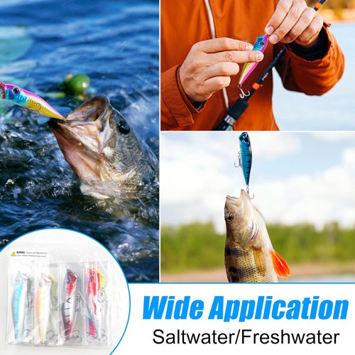 OROOTL Popper Fishing Lures, 8pcs Bass Lures Hard Baits Colorful Saltwater Popper Lure Lifelike Swimbait for Freshwater Saltwater Bass Trout Walleye Panfish