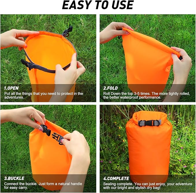 R2Depot Waterproof Dry Bag, 5L/10L/20L/40L/70L Dry Storage Bag for Kayaking, Gym, Hiking, Swimming (Purple, 10L)