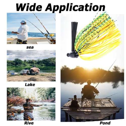LURESMEOW Bass Jigs Fishing Jigs Swim Jigs for Bass Fishing Swim Jig Football Jigs Silicone Skirts Weedless Jig Head for Freshwater Saltwater,5pcs/Box