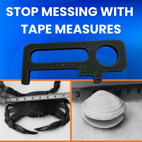 Crab Measurement Tool for Blue Crabs & Clams | NJ Regulation 3.5" Soft Shell, 4.5" Hard Shell | Floating Crab Gauge with Handle | 1.5" Clam Hole | Crabbing Gear & Supplies, Crab Fishing