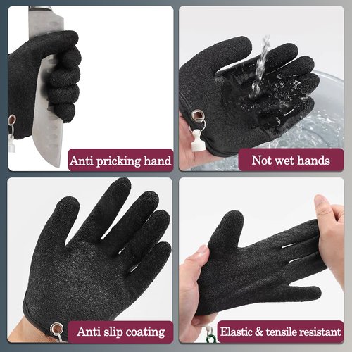 2Pcs Fishing Gloves with Magnet Release - Professional Anti-Slip Catch Fish Gloves,Puncture Proof Ice Fishing Glove for Handling,Catching,Cleaning,Hunting,Fisherman Fishing Accessories (Large)