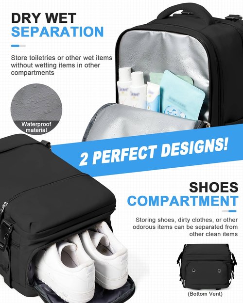 Small Black Gym Backpack for Women Men, Waterproof Sports Backpack with Expandable Shoe Compartment, Lightweight Travel Backpack Dance Backpack Casual Daypack Gym Bag